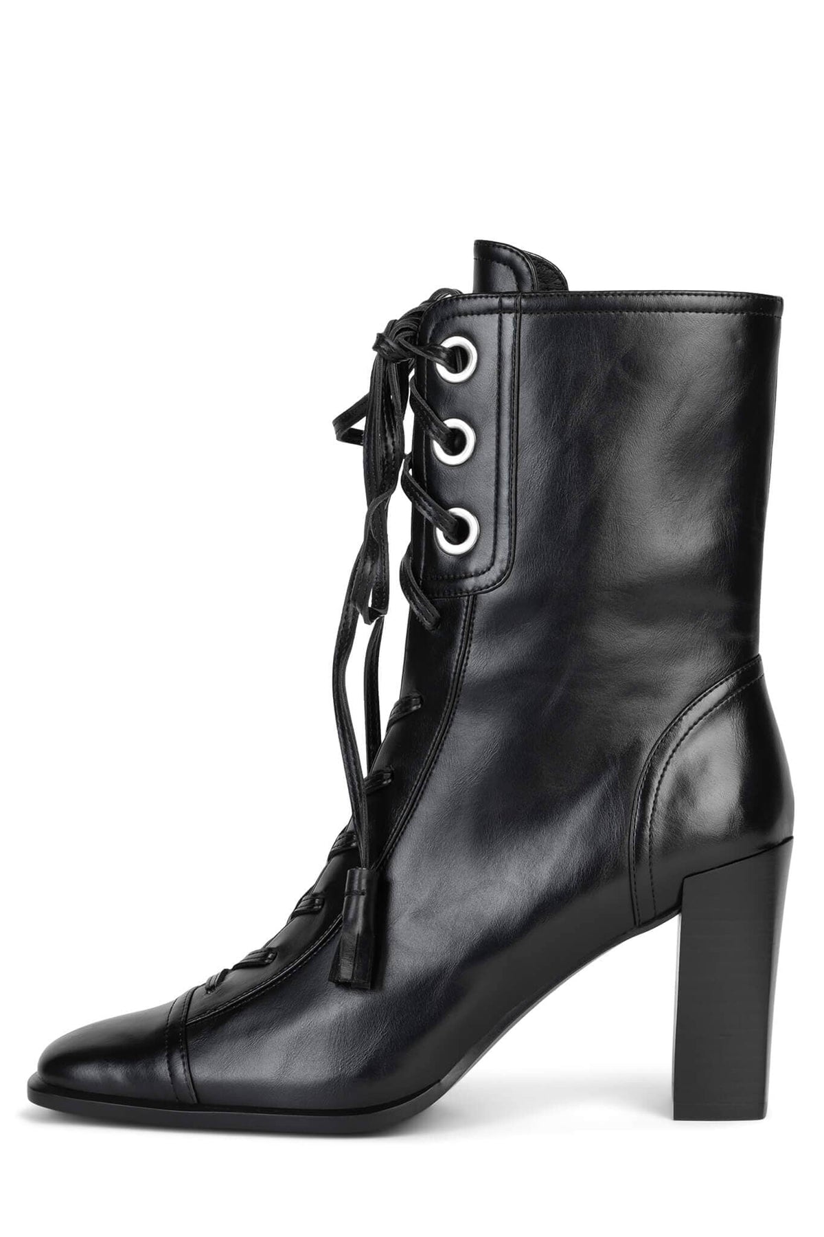 JAYLANI Mid-Calf Boot DV Black Black Polish Stack 6 