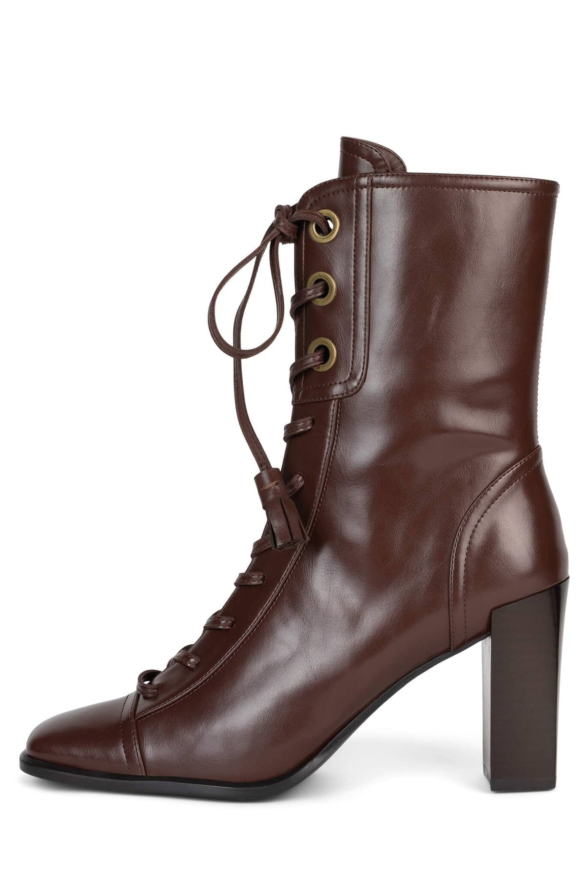 JAYLANI Mid-Calf Boot DV Brown Dk Brown Polish Stack 6 