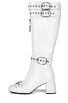 JENINE Knee-High Boot ST White Patent Silver 6 
