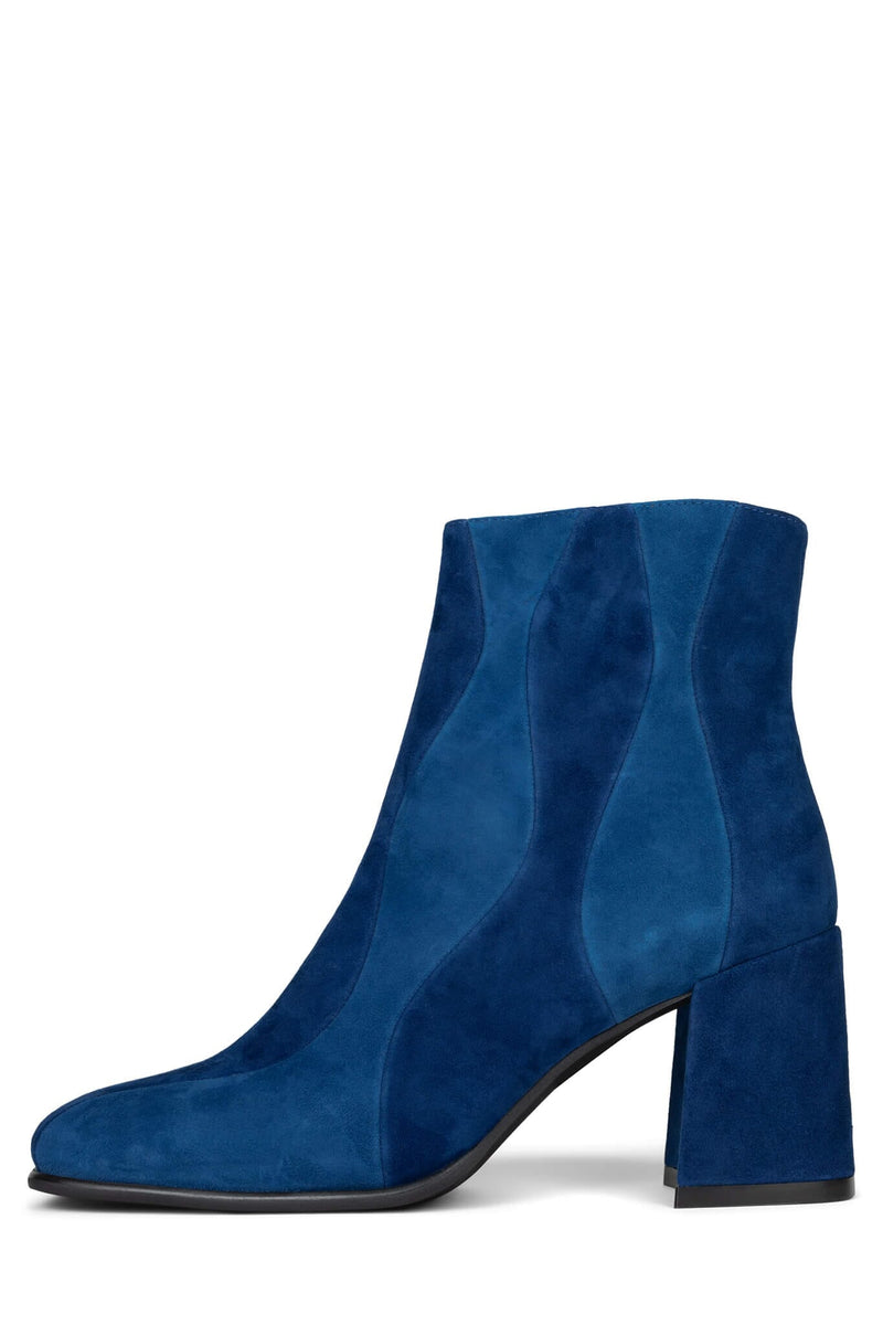 LAVALAMP Heeled Bootie STRATEGY Dark Blue Suede Combo 6 