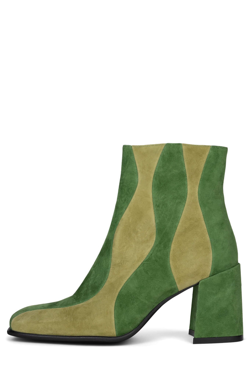 LAVALAMP Heeled Bootie STRATEGY Green Suede Combo 6 