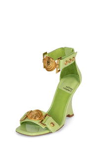 LEONITE Jeffrey Campbell Ankle Strap Sandal Lime Green Patent Gold