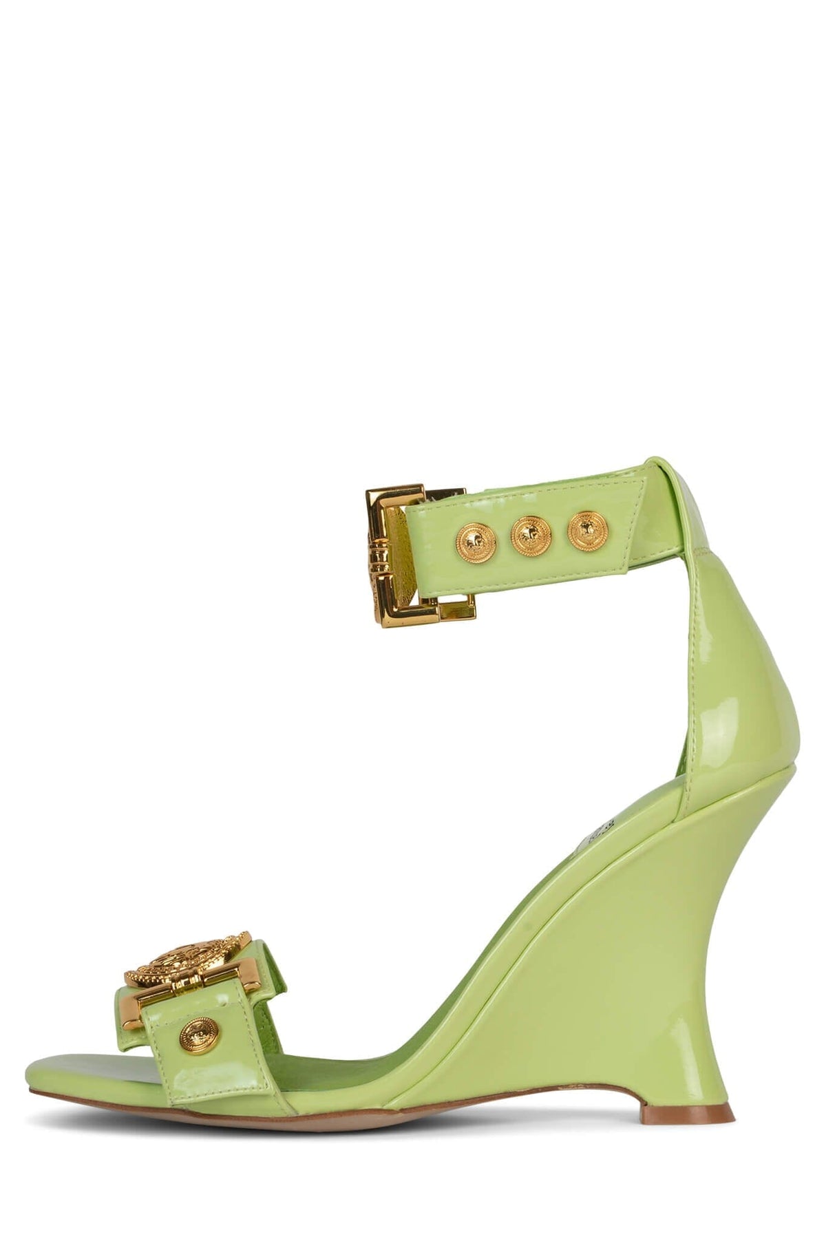 LEONITE Jeffrey Campbell Ankle Strap Sandal Lime Green Patent Gold