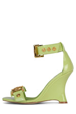LEONITE Heeled Sandal ST Lime Green Patent Gold 6 
