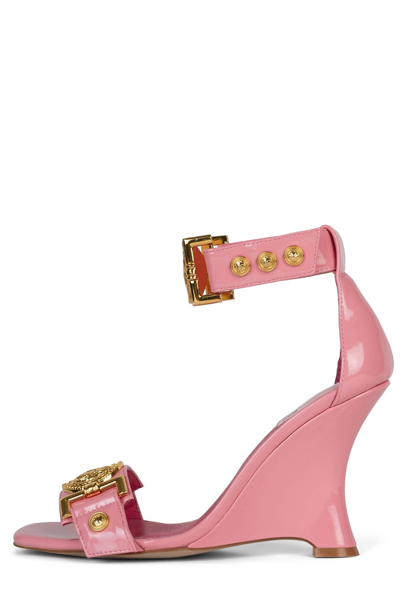 LEONITE Jeffrey Campbell Ankle Strap Sandal Pink Patent Gold