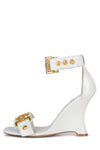 LEONITE Heeled Sandal ST White Patent Gold 6 