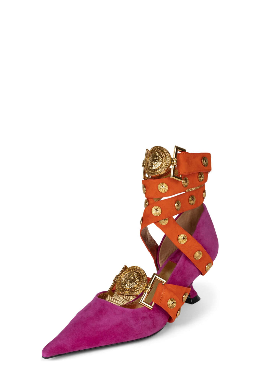 LEOS ST Fuchsia Suede Orange Gold 6 