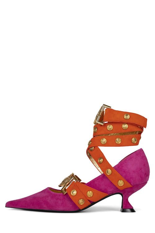 LEOS ST Fuchsia Suede Orange Gold 6 