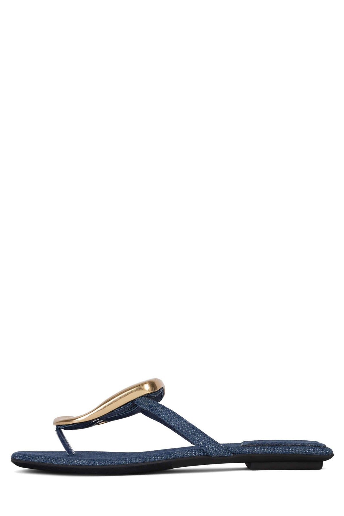 LINQUES-2 Jeffrey Campbell Flat Sandals Blue Denim Gold