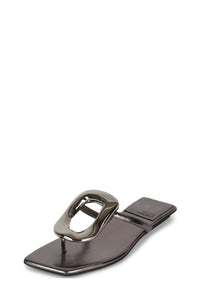 LINQUES-2 Jeffrey Campbell Flat Sandals Pewter Silver