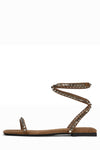 LUXOR Flat Sandal ST Brown Suede Silver 6 