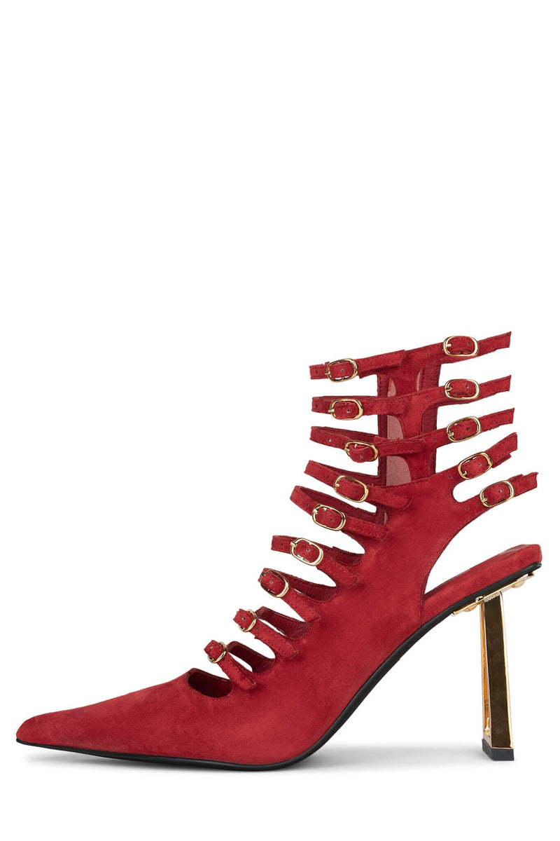 MIRRORED Heeled Boot ST Red Suede Gold 6 
