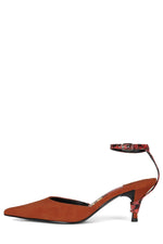 OPERATIVE Heeled Mule Jeffrey Campbell Rust Suede Red Snake 6 