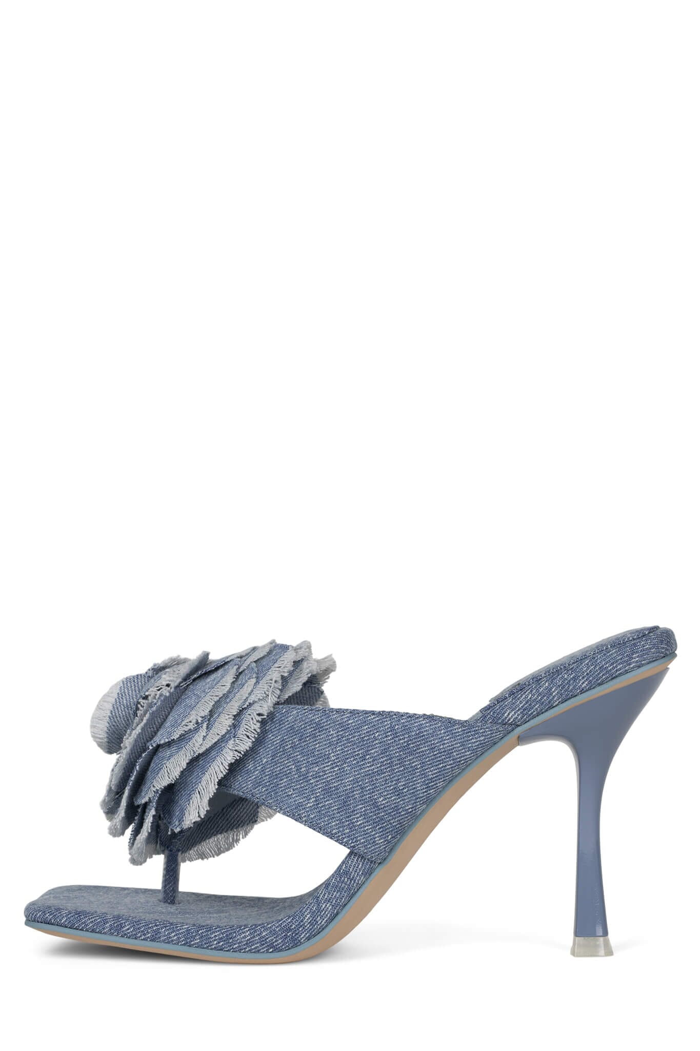 Denim Heel Mule Sandals