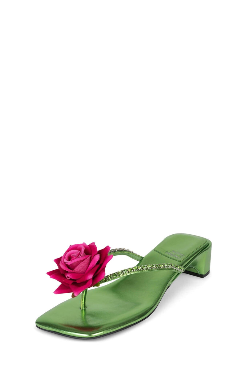 PRIMROSE Jeffrey Campbell Kitten Heel Sandal Green Metallic Pink