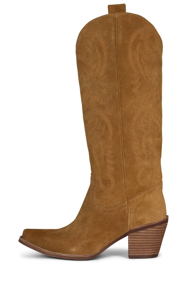 RANCHER-K Knee-High Boot ST Tan Suede Brown Stack 6 