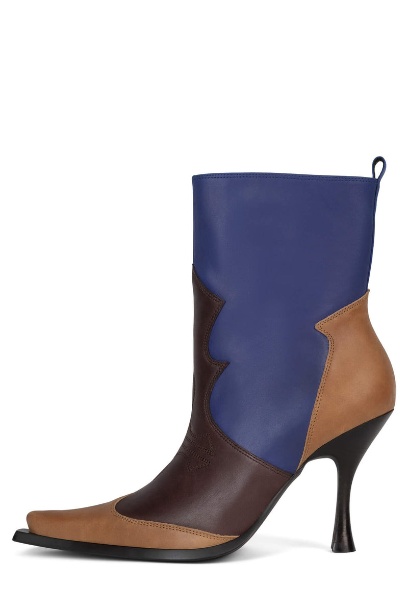 REBELS Heeled Boot DV Brown Blue Combo 6 