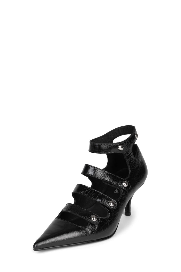 REPORTER Jeffrey Campbell Strappy Pumps Black Crinkle Silver