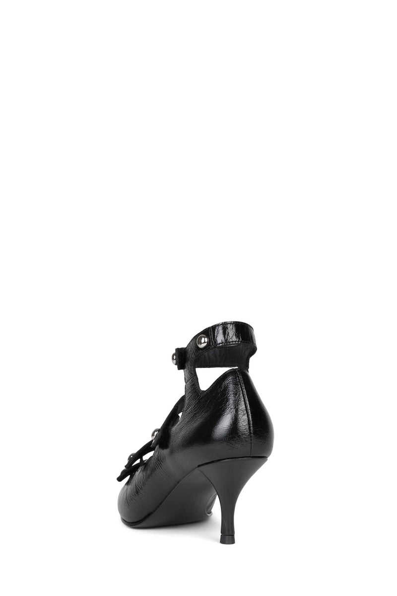 REPORTER Jeffrey Campbell Strappy Pumps Black Crinkle Silver