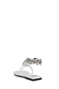 RING-ON-IT Jeffrey Campbell Flat Sandals White Patent Silver