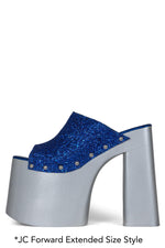 ROCKNROLLN Platform Sandal HS Blue Glitter Silver 12 