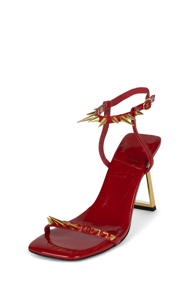 SHARPEN-UP Jeffrey Campbell Sandals Red Patent Gold