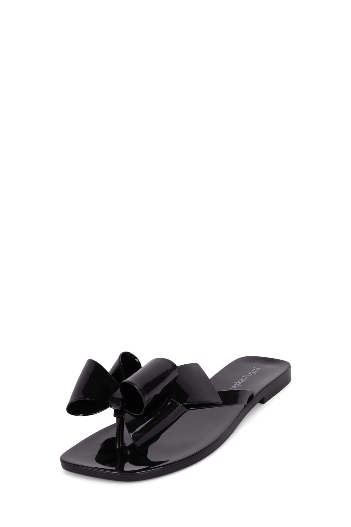 Black jelly sandals with bow on sale