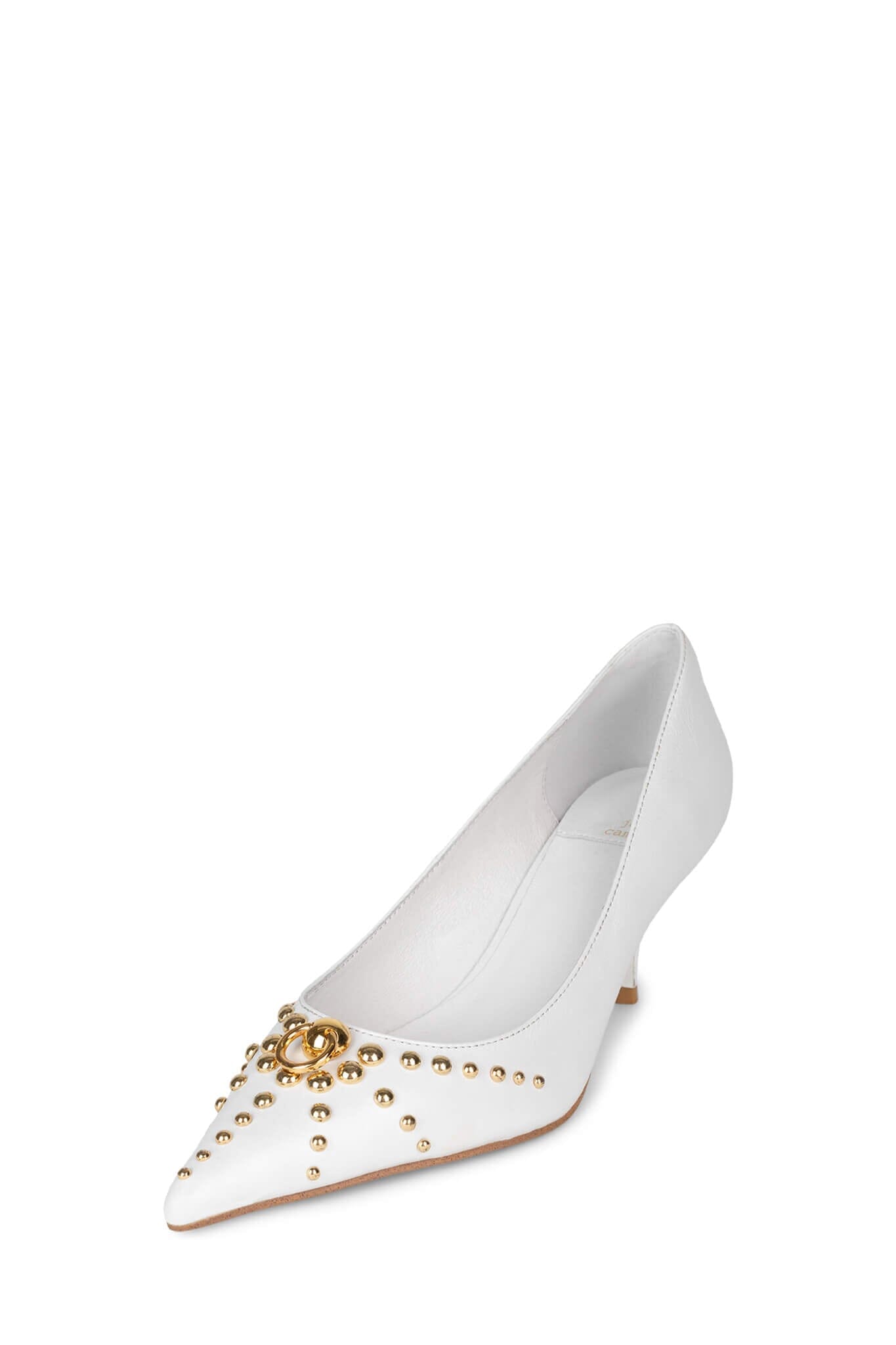 White kitten heel top pumps