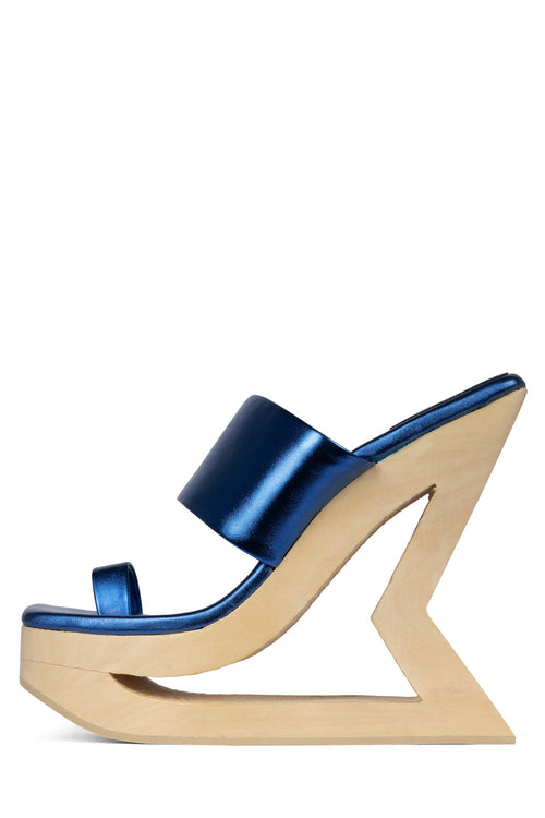 TRAPEZE Platform Sandal Jeffrey Campbell Blue Metallic 6 