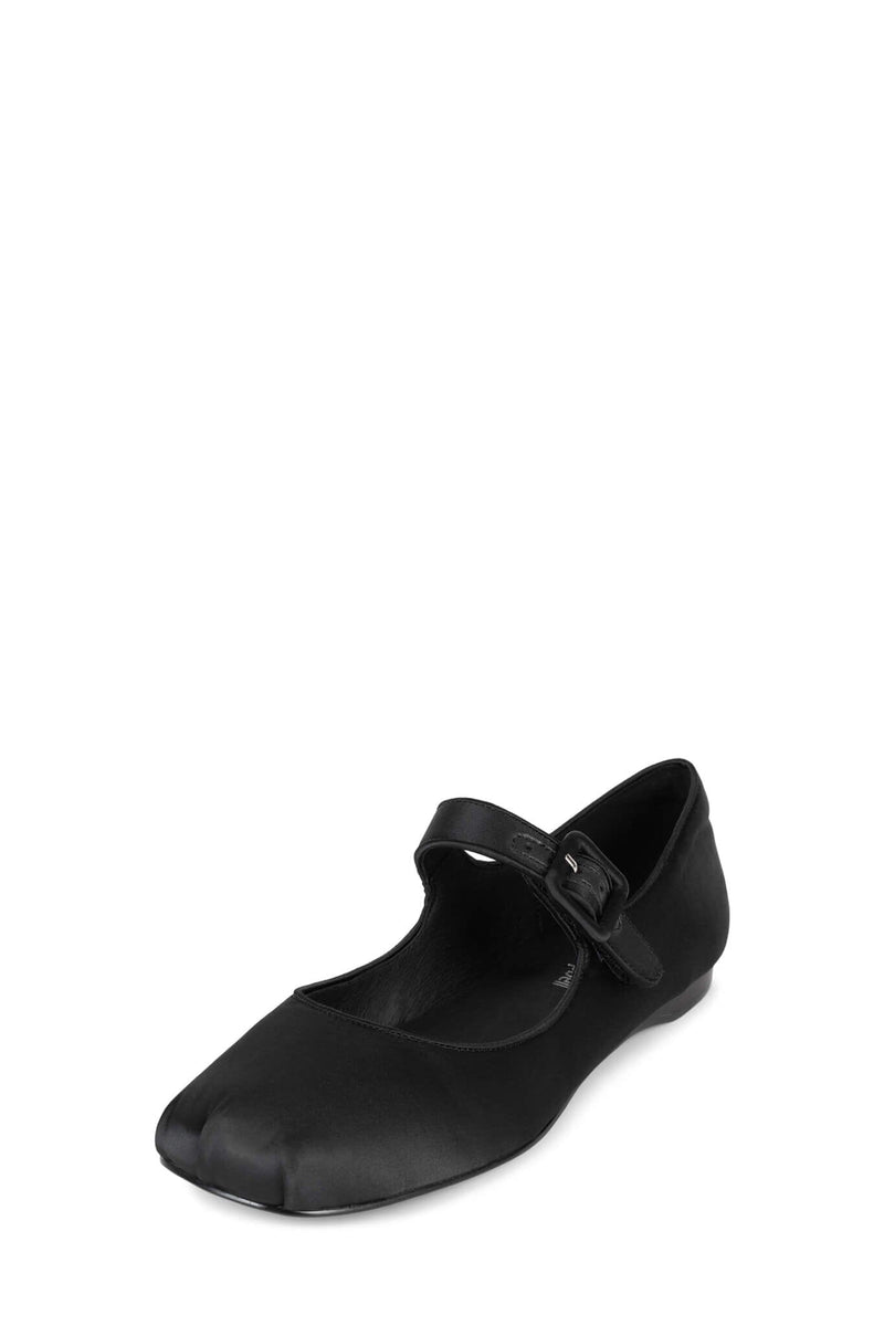 TUTU-MJ Jeffrey Campbell Mary Jane Ballet Flat Black Satin