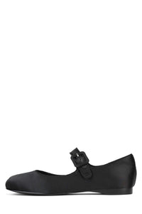 TUTU-MJ Jeffrey Campbell Mary Jane Ballet Flat Black Satin